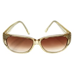 Occhiali da sole vintage Emmanuelle Khahn Paris in acetato trasparente con strass