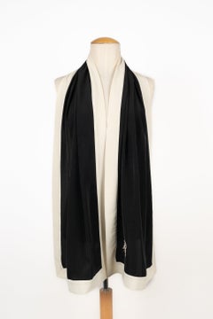 Emmanuelle Khanh Large Black and White Silk Scarf