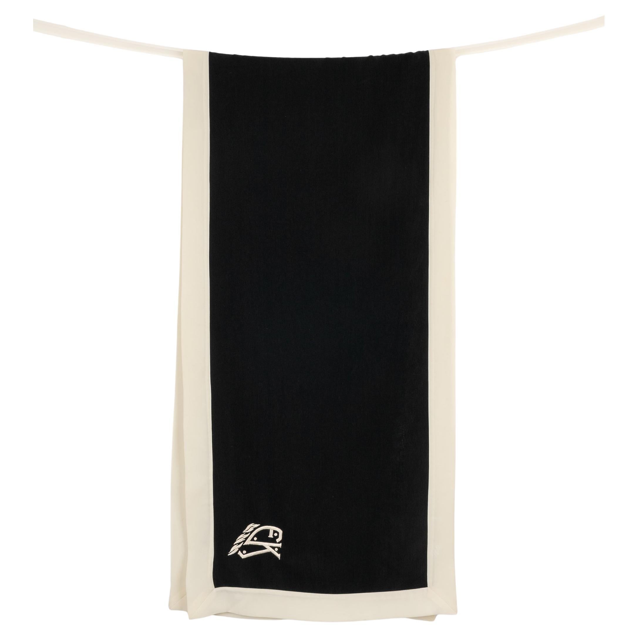 Emmanuelle Khanh Large Black and White Silk Scarf For Sale