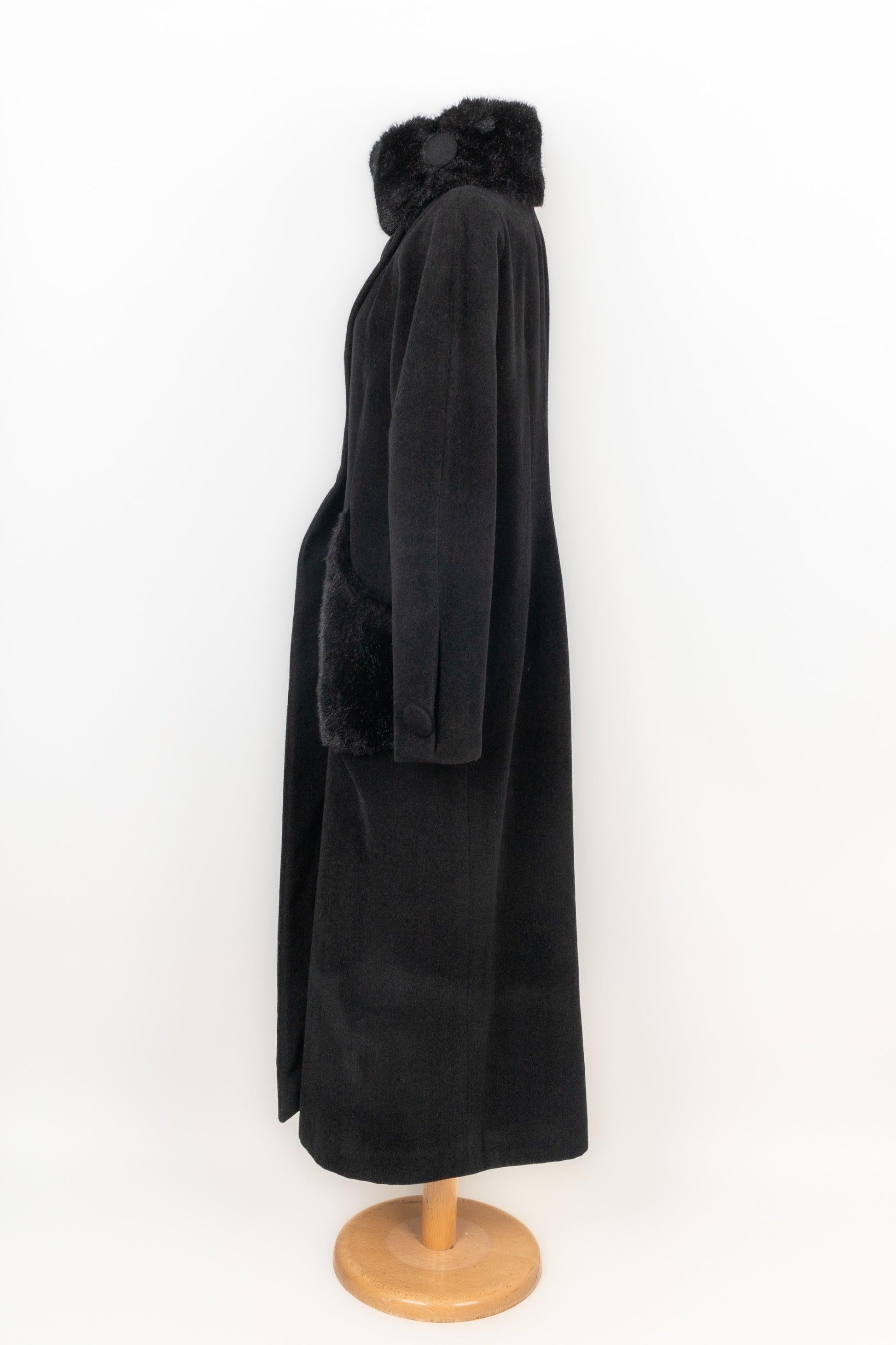 Women's Emmanuelle Khanh Long Black Coat For Sale