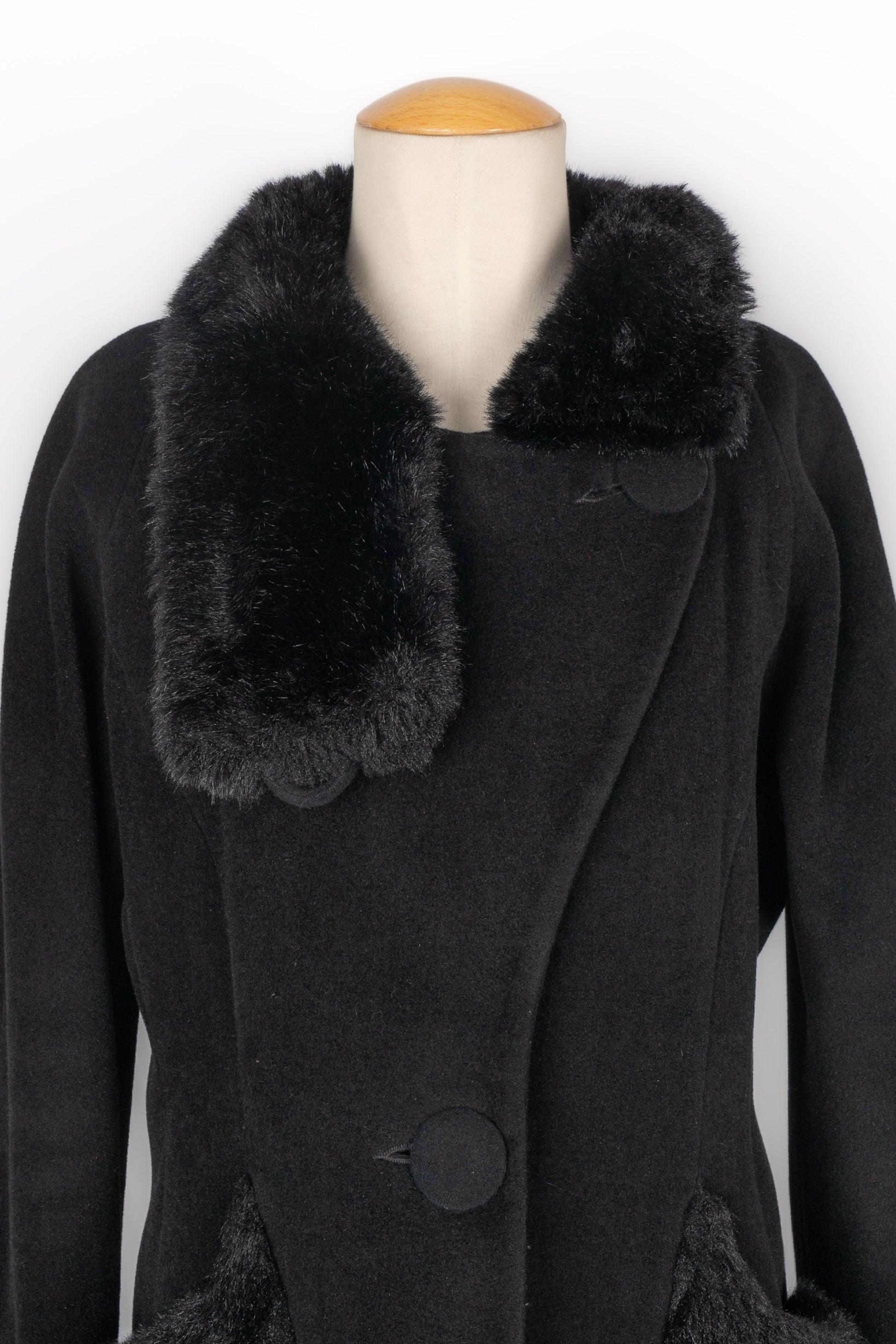 Emmanuelle Khanh Long Black Coat For Sale 1