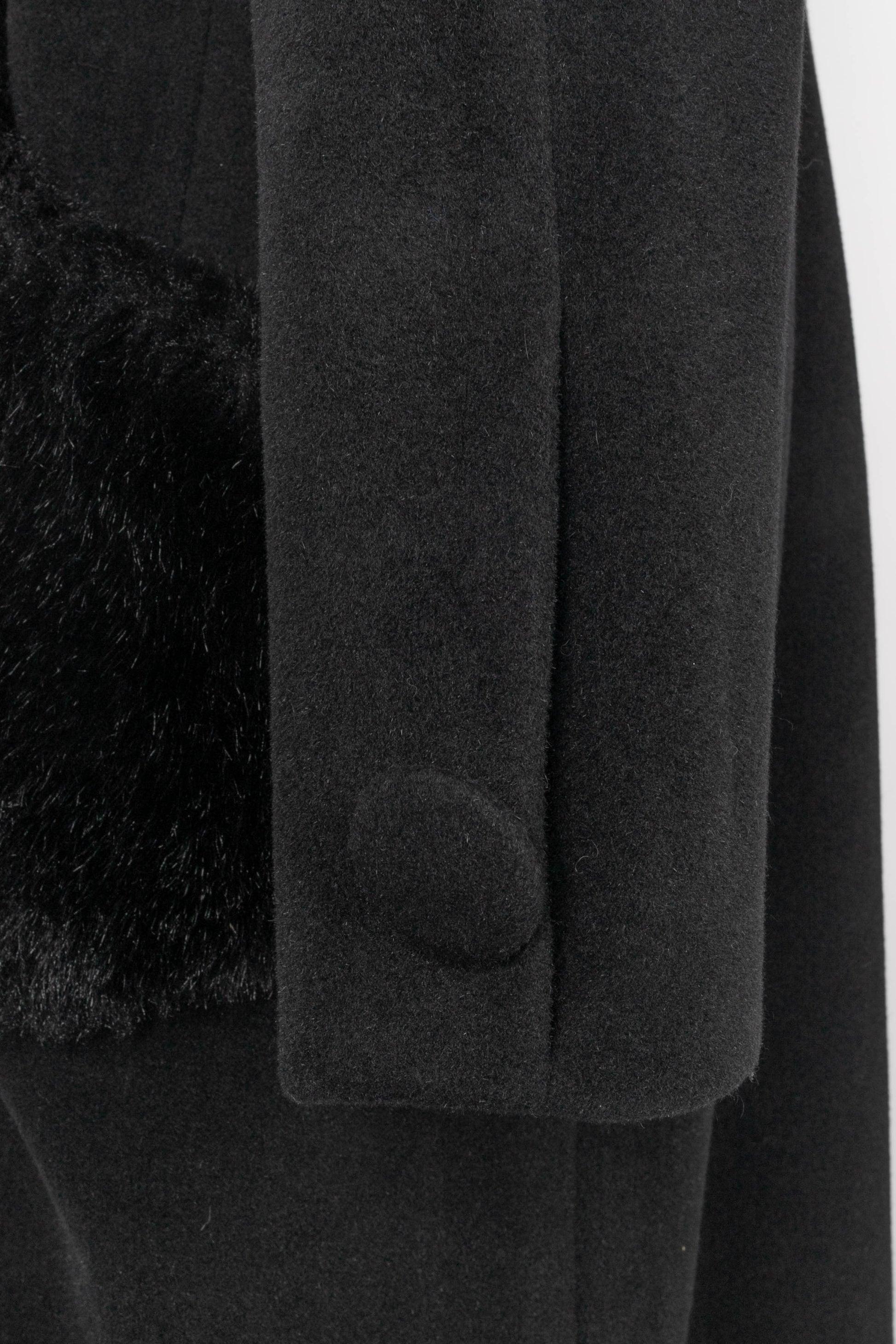 Emmanuelle Khanh Long Black Coat For Sale 5