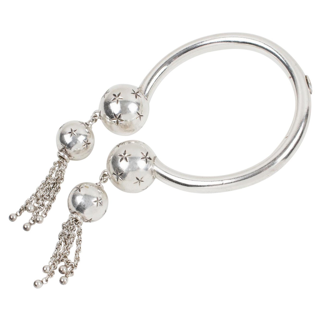 Emmanuelle Khanh Paris Silver Plate Cuff Bracelet with Dangle Charms For Sale