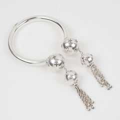 Emmanuelle Khanh Paris Silvered Metal Star and Chain Bangle Bracelet