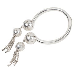 Emmanuelle Khanh Paris Silvered Metal Star and Chain Bangle Bracelet