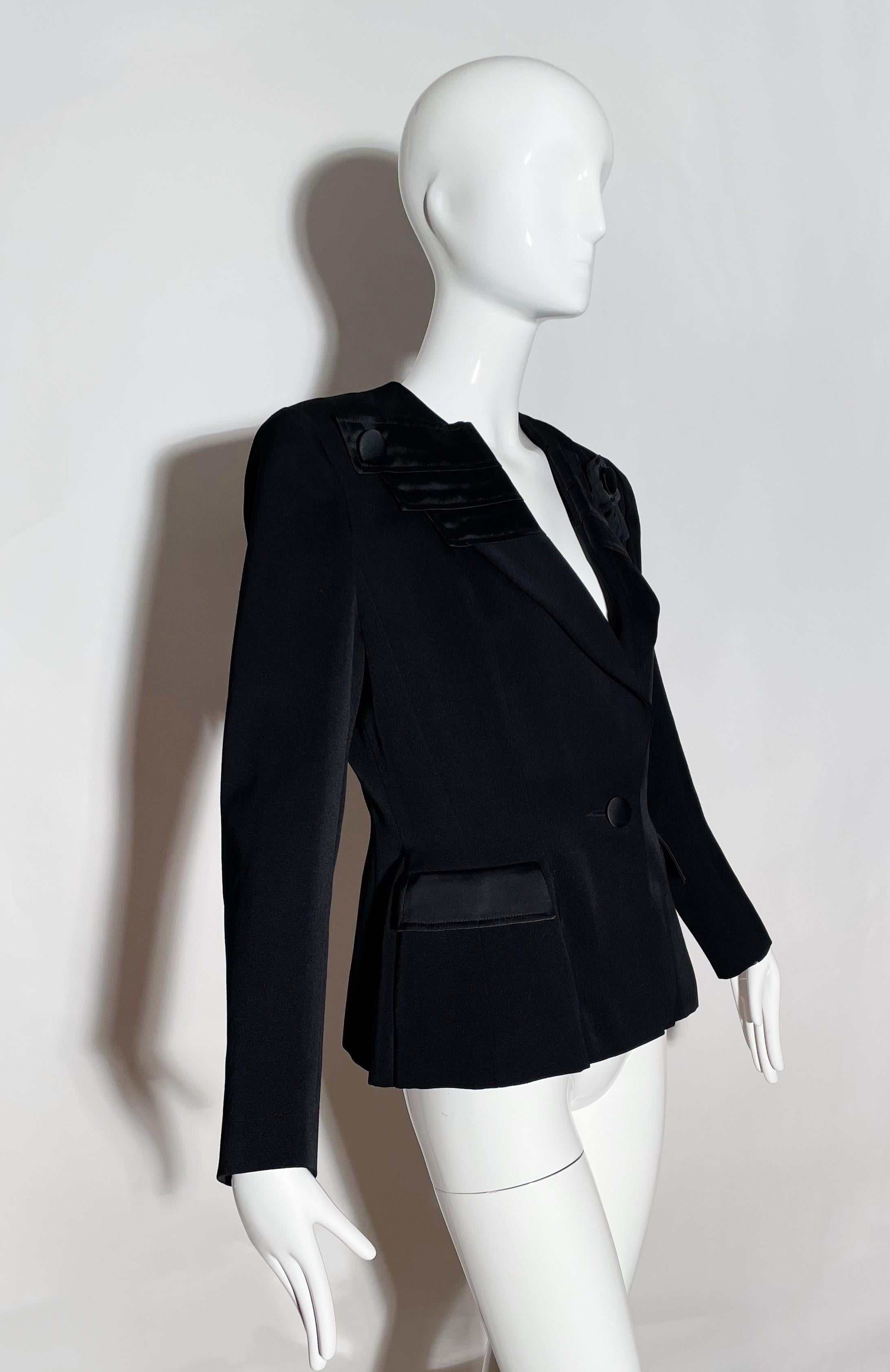 Emmanuelle Khanh Silk Lapel Blazer In Excellent Condition For Sale In Los Angeles, CA