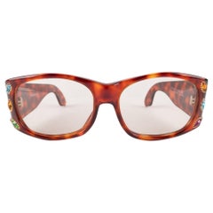 Emmanuelle Khanh Lunettes en écaille avec strass colorés