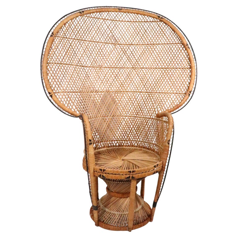 Emmanuelle Peacock Bamboo Wicker Fan Chair 1960/1970's For Sale