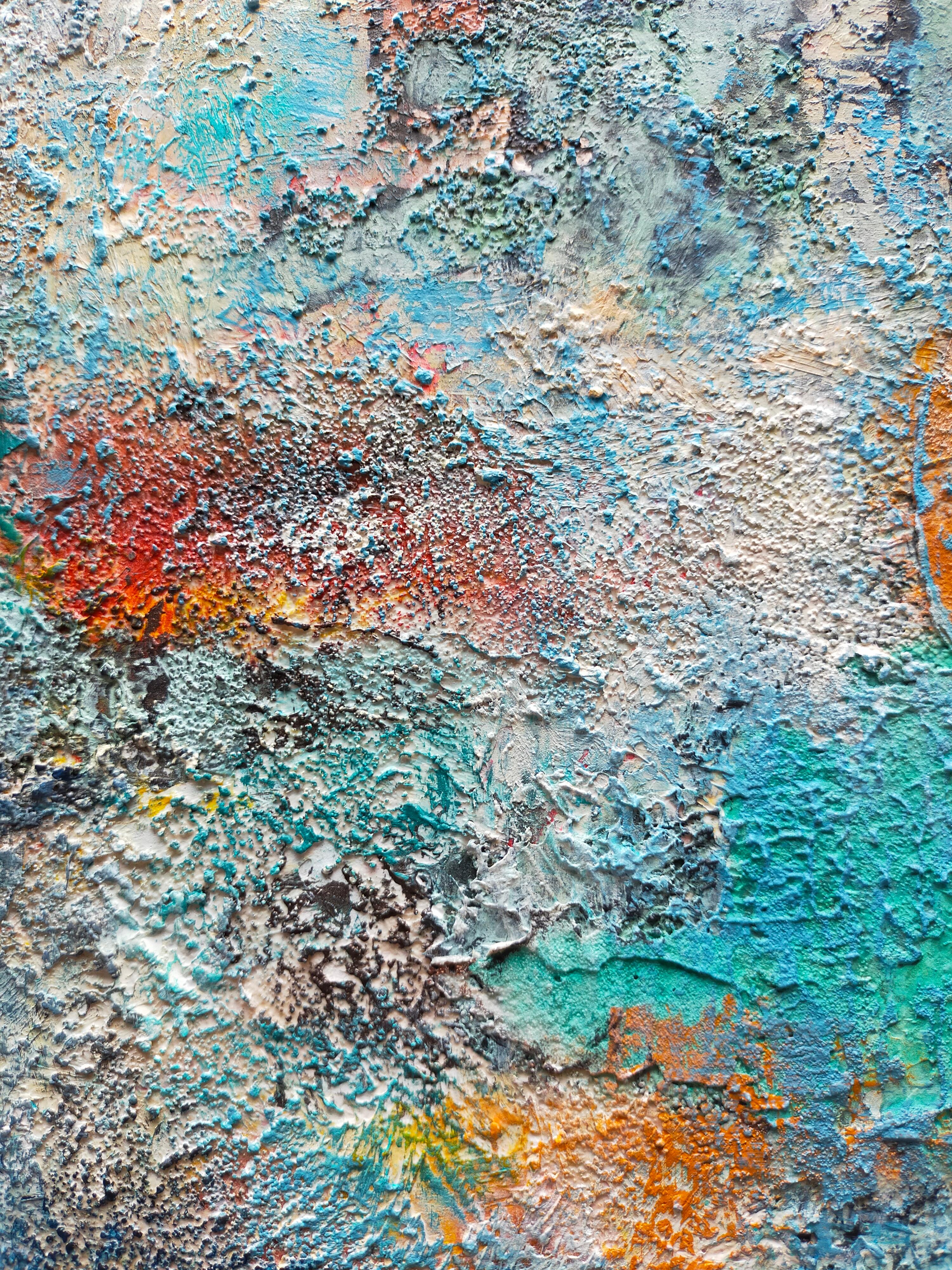 Je suis allé dans ma réserve et j'ai trouvé cette peinture commencée il y a 20 ans, quand je faisais des natures mortes....
Et soudain, elle m'a parlé, j'ai changé quelques couleurs, rééquilibré l'ensemble. J'aime cette atmosphère qui n'a pas de