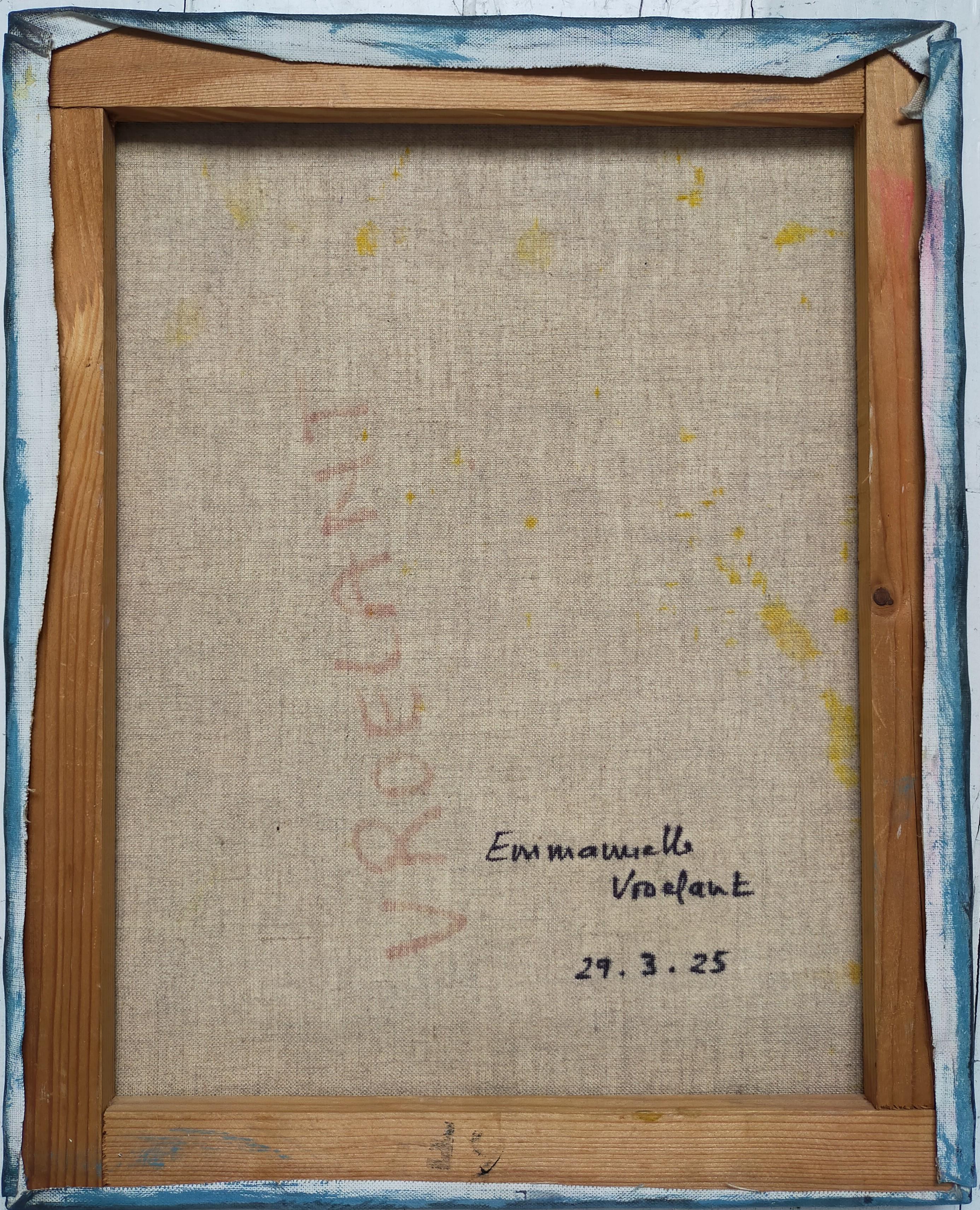 « 29/02/25 » acrylique abstraite, toile de lin collageon, 80 x80 cm en vente 2