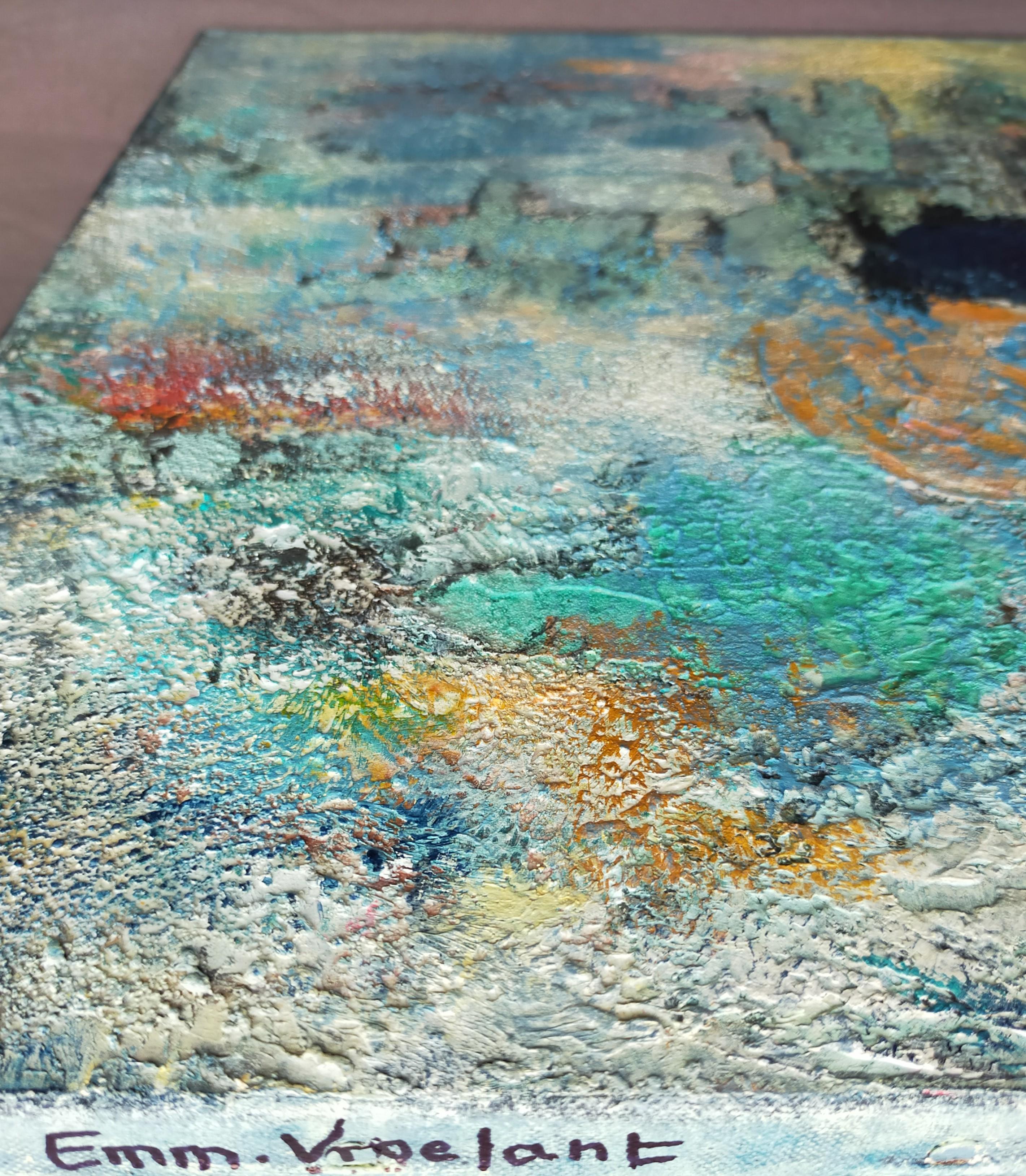 « 29/02/25 » acrylique abstraite, toile de lin collageon, 80 x80 cm en vente 3