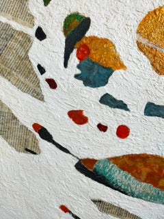 "Brouhaha" Abstrait Acrylique, Feuille de cuivre, Poudre de marbre, Vernis de protection.