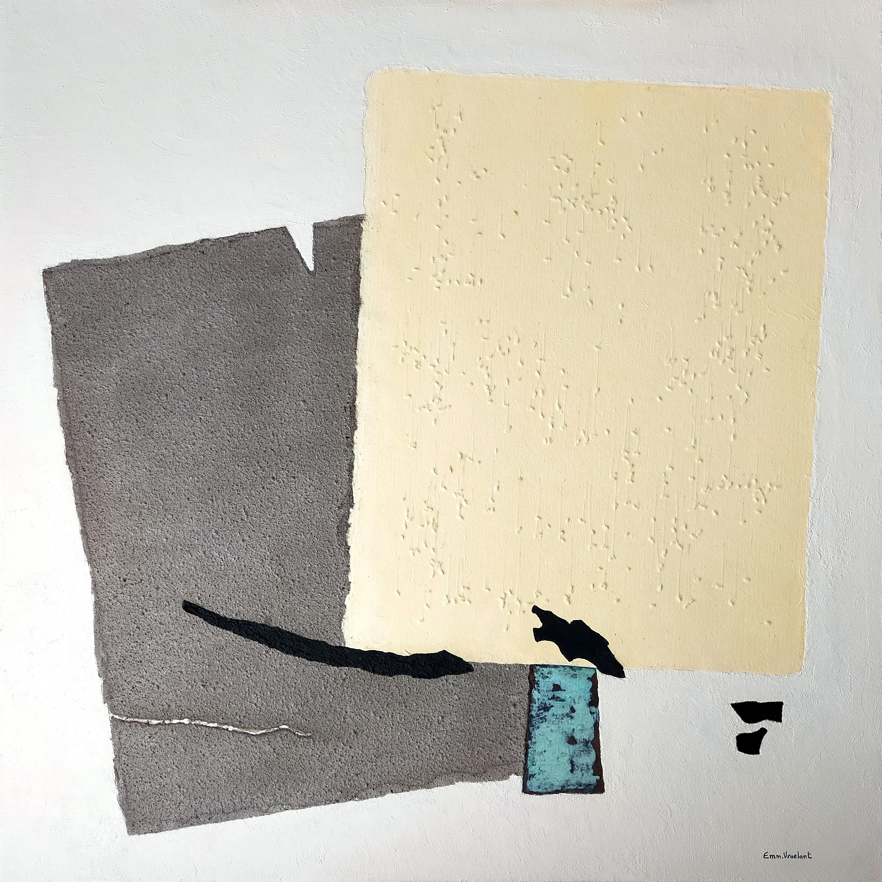 Abstract Painting de Emmanuelle Vroelant - Obra de arte en técnica mixta «Equilibre», estilo abstracto, 2026, 100 x 100 cm