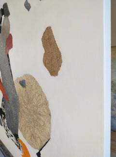 "Fantasy 1", acrylique abstraite, feuille d'or, sur toile de lin, 100 x80 cm