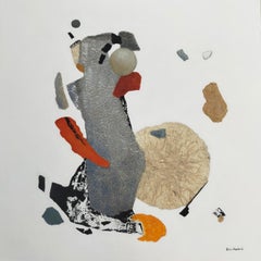 "Fantasía 1" acrílico abstracto, hoja dorada, sobre lienzo de lino, 100x80cm