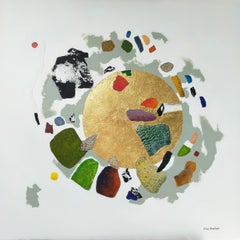 "upside down" abstrakt Acryl, Collage auf Leinen, 80x80cm