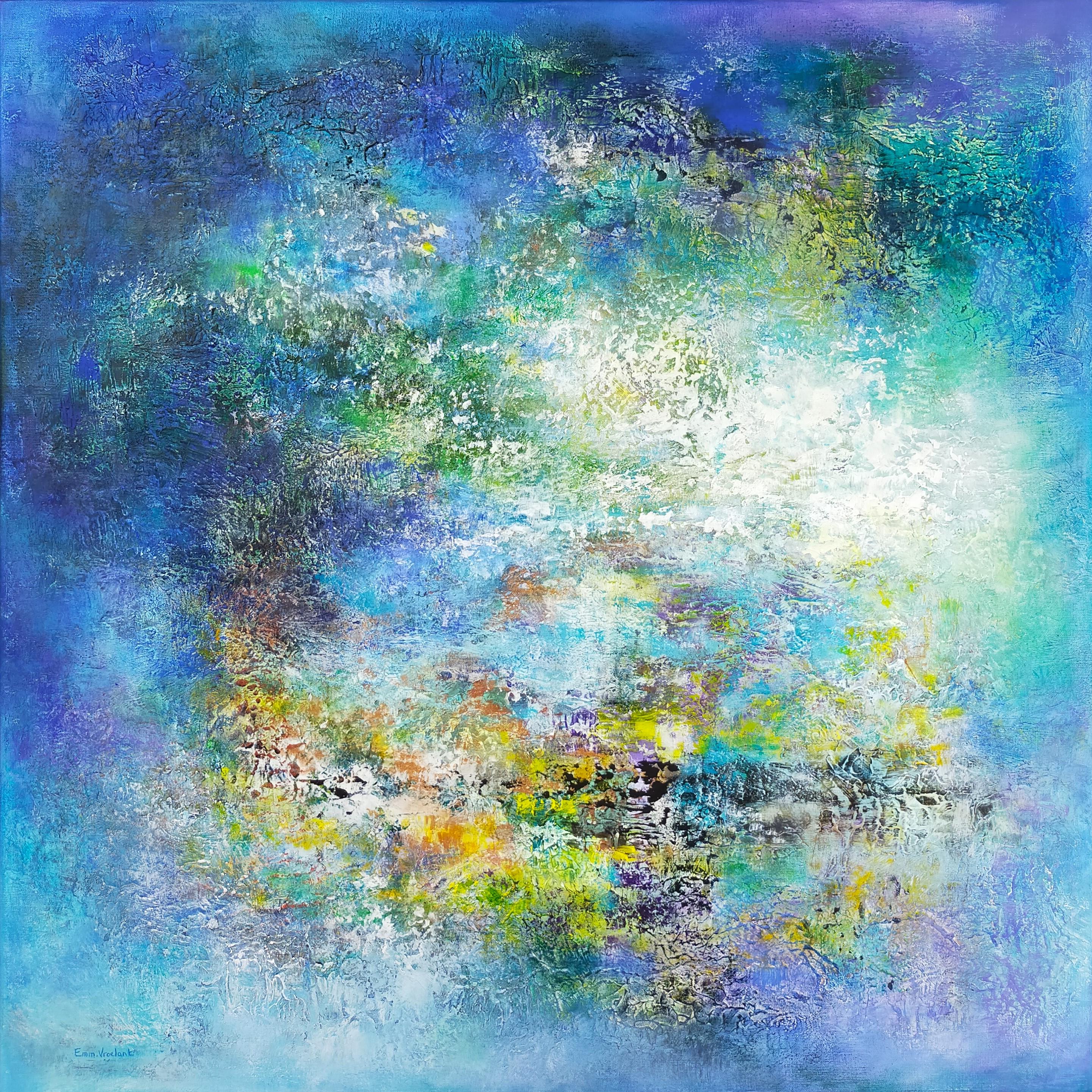 "a counter courant" abstract on linen canvas 100x100 cm 2022