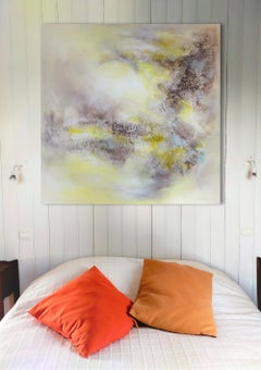 "Become lighter" abstract on linen canvas 120x120cm 2018