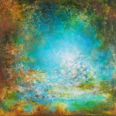 "Ephémère II" abstract painting acrylic on linen canvas 80x80cm 2020