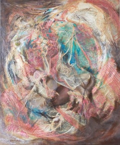 abstract "Landfill" acrylic linen canvas 73x60cm colourfull tsunami 
