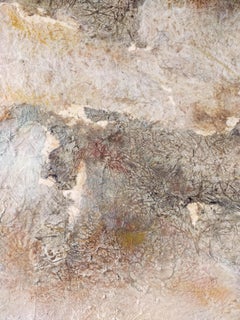 Peinture abstraite « Entre deux mondes »   sur panneau de lin 100x210 cm