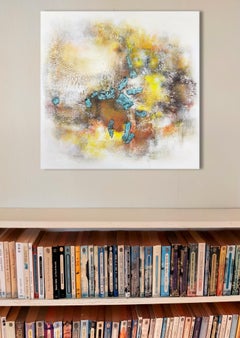 "The unexpected" abstract painting acrylique oxidation on linen canvas 100x100cm