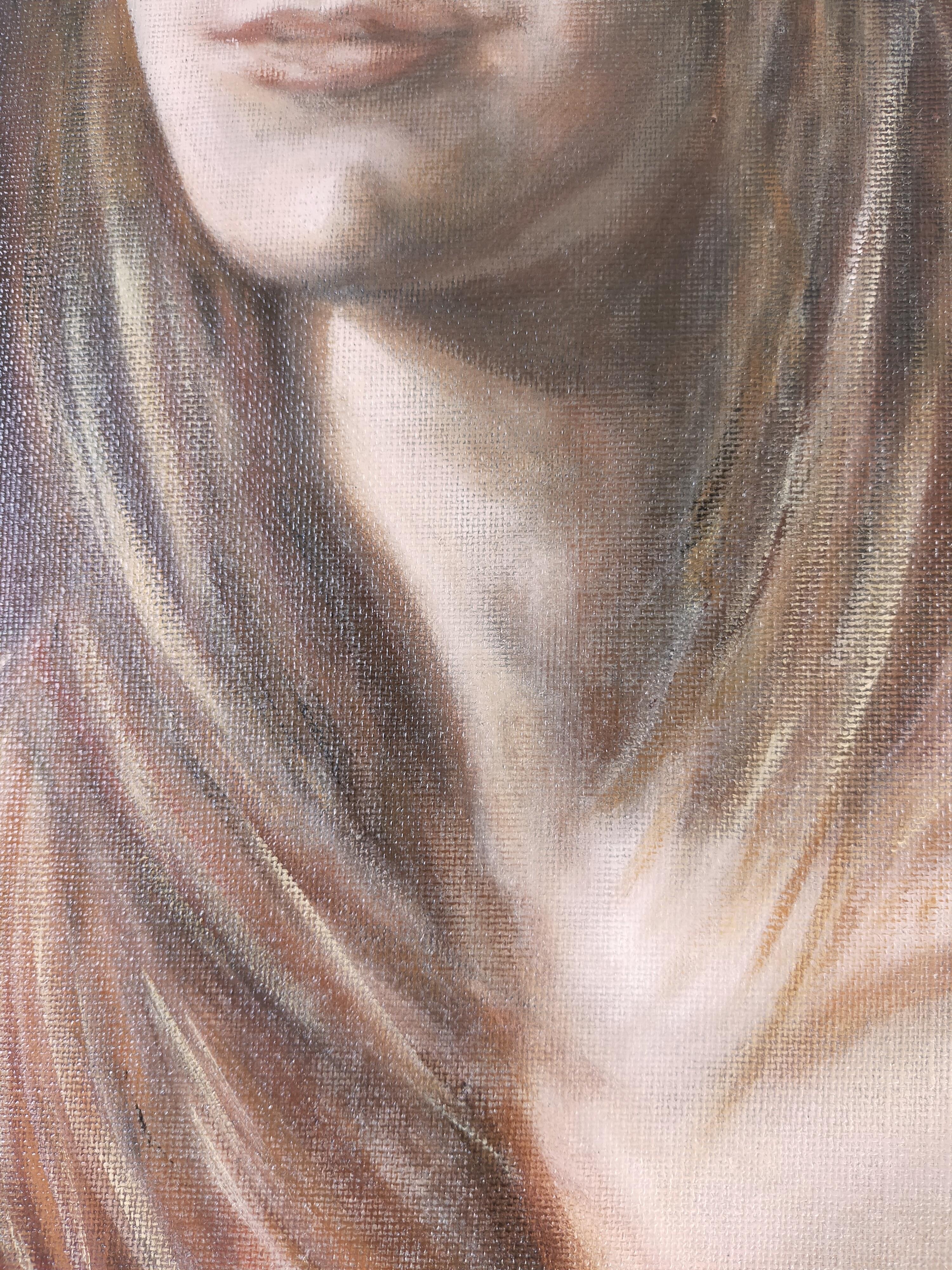 „Sitting“ figuratives nacktes Acryl auf Leinen-Leinwand 60x60cm 2010 – Painting von Emmanuelle Vroelant