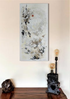 "Snow in Japan " abstract painting acrylic on linen canvas 120x60cm