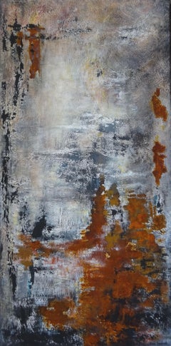 abstract "The fan painter" acrylic linen canvas 2017 120x60cm send in wood crate