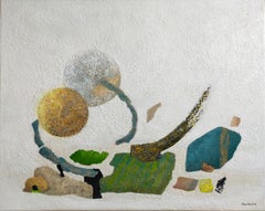 "And then what ?" abstract acrylic, collage, marble powder.