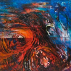 "Let me go" animals painting acrylic  on linen canvas 80x80cm 2007