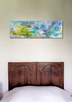 « Insouciance sans guerre » collage acrylique abstrait poudre de marbre  50x150cm 2022