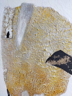 "Conversación" acrílico abstracto, collage mármol, sobre lino  lona de aluminio