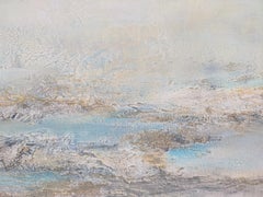 "dawn silence" abstract on linen canvas acrylic 100x300cm triptych