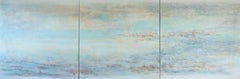 "dawn silence" abstract on linen canvas acrylic 100x300cm triptych