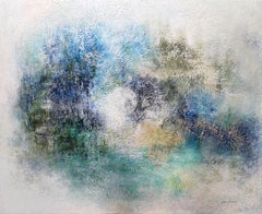 "Romanzo poliziesco  da Nord" tela acrilica astratta di lino 80x100cm