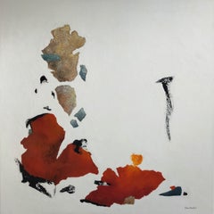 "Efficiency of red N°4" abstract acrylic canvas linen 100x100cm