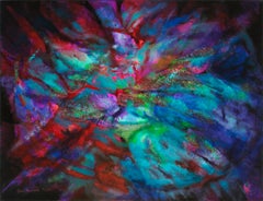 "Fascinación"  acrílico abstracto sobre rodillo de bristol prensado sobre lino  54x81cm