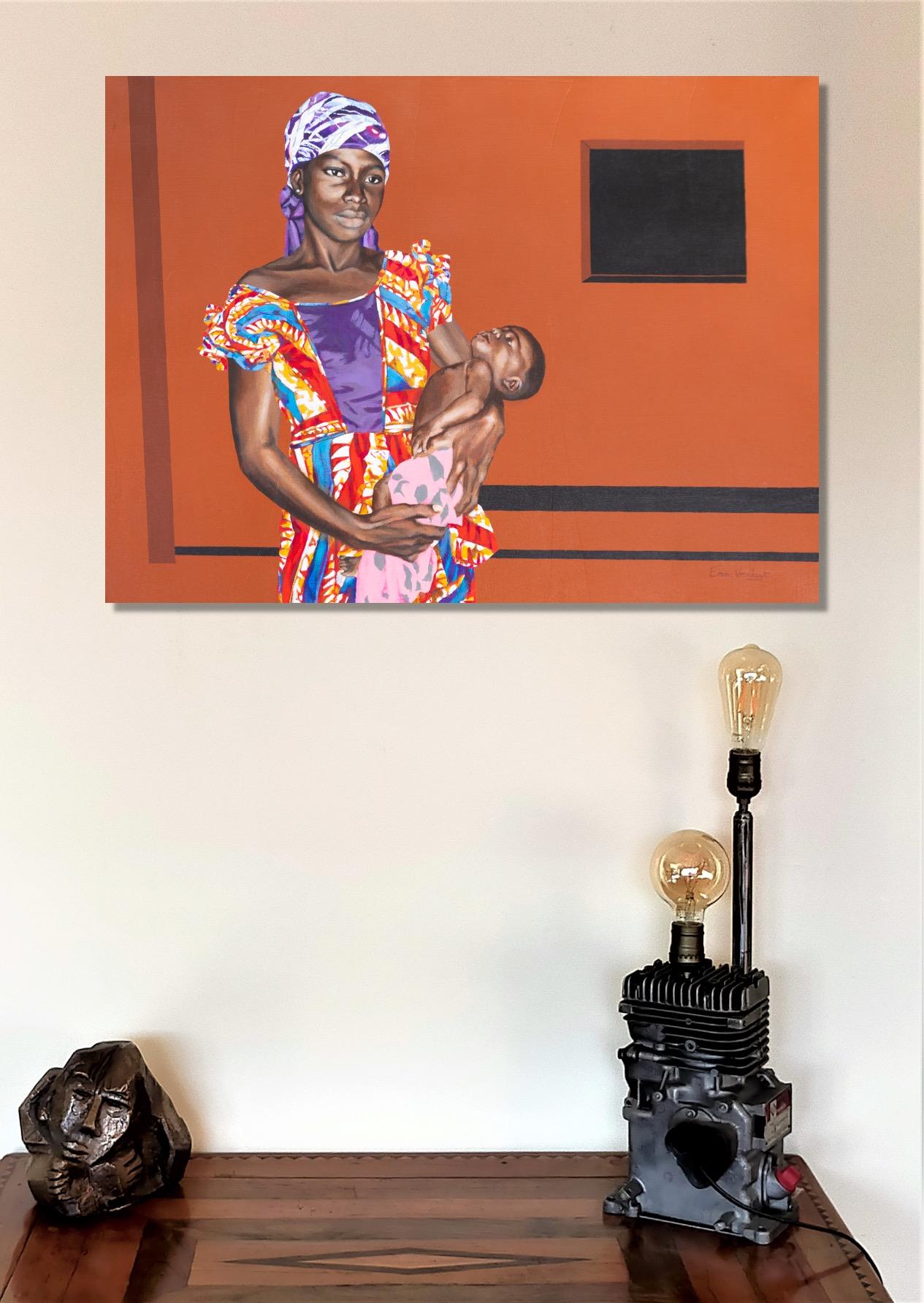 
Invitée par le ministre ivoirien de la Culture Bernard Dadié à exposer son travail à Abidjan, Emmanuelle Vroelant a réalisé plusieurs peintures sur les femmes et les enfants