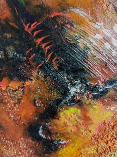 Figuratif « Scorpion angry » acrylique sur toile de lin 38x48 cm envoi sur caisse en bois