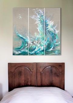 "El agua inmadura" figuratif marine acrylique  sobre lienzo de lino 120x120cm 2008