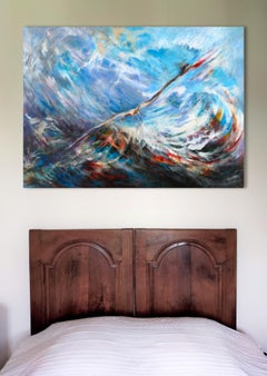 « Freedom in my atelier », acrylique marine figurative sur toile de lin 73 x 100 cm