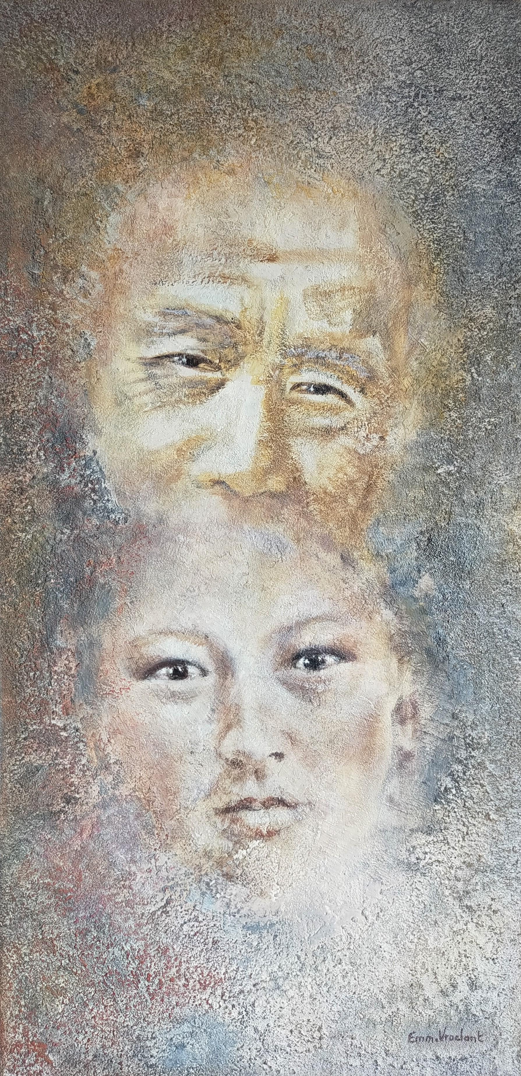 "Memory" figuratif portrait   acrylique  on linen canvas 60x30cm