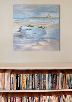 "Kerfi-Zen beach" figurative painting on linen canvas 100x100cm