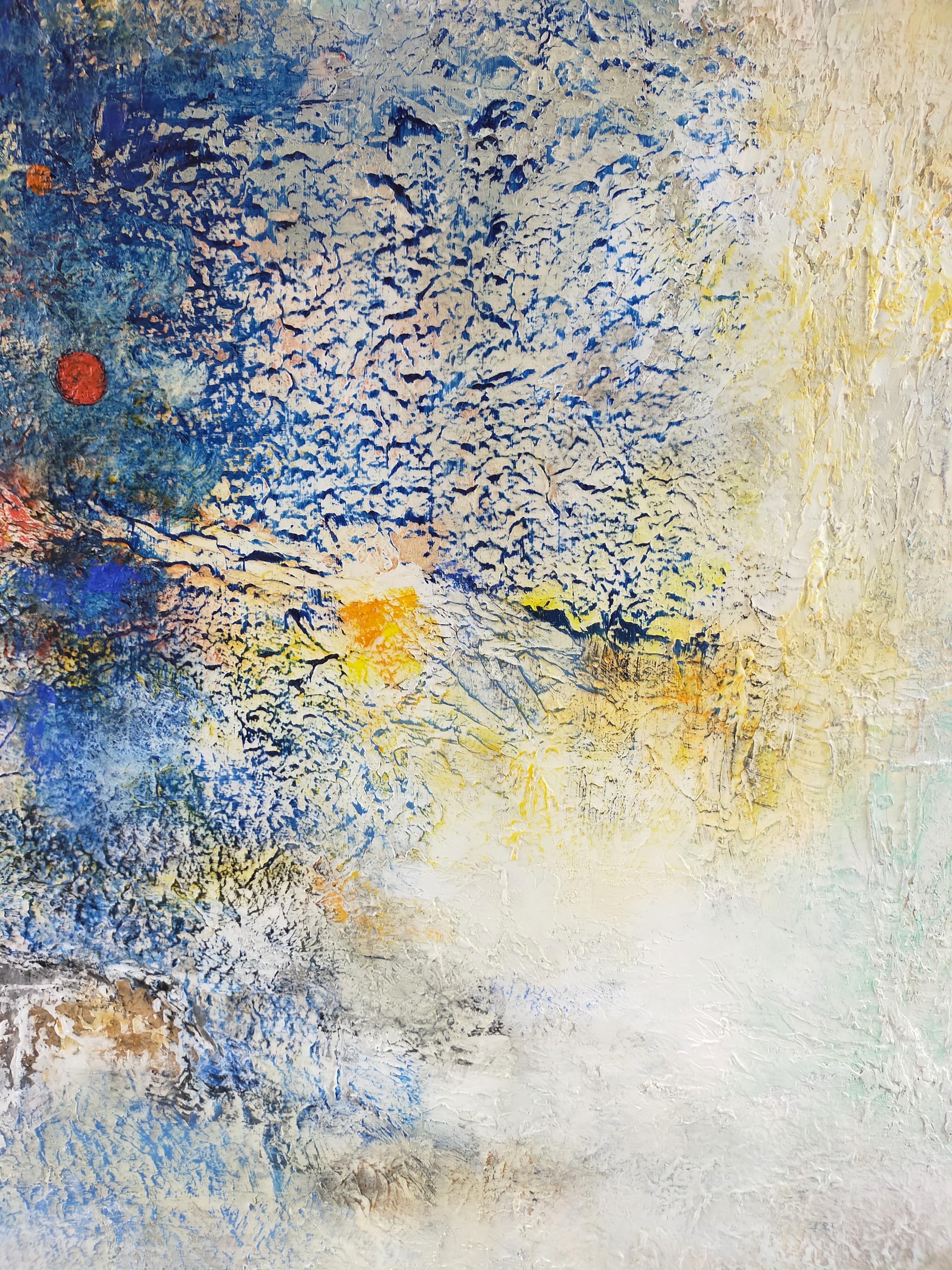 « Frost », oxydation acrylique abstraite sur toile de lin 100 x 100 cm 2021 en vente 2