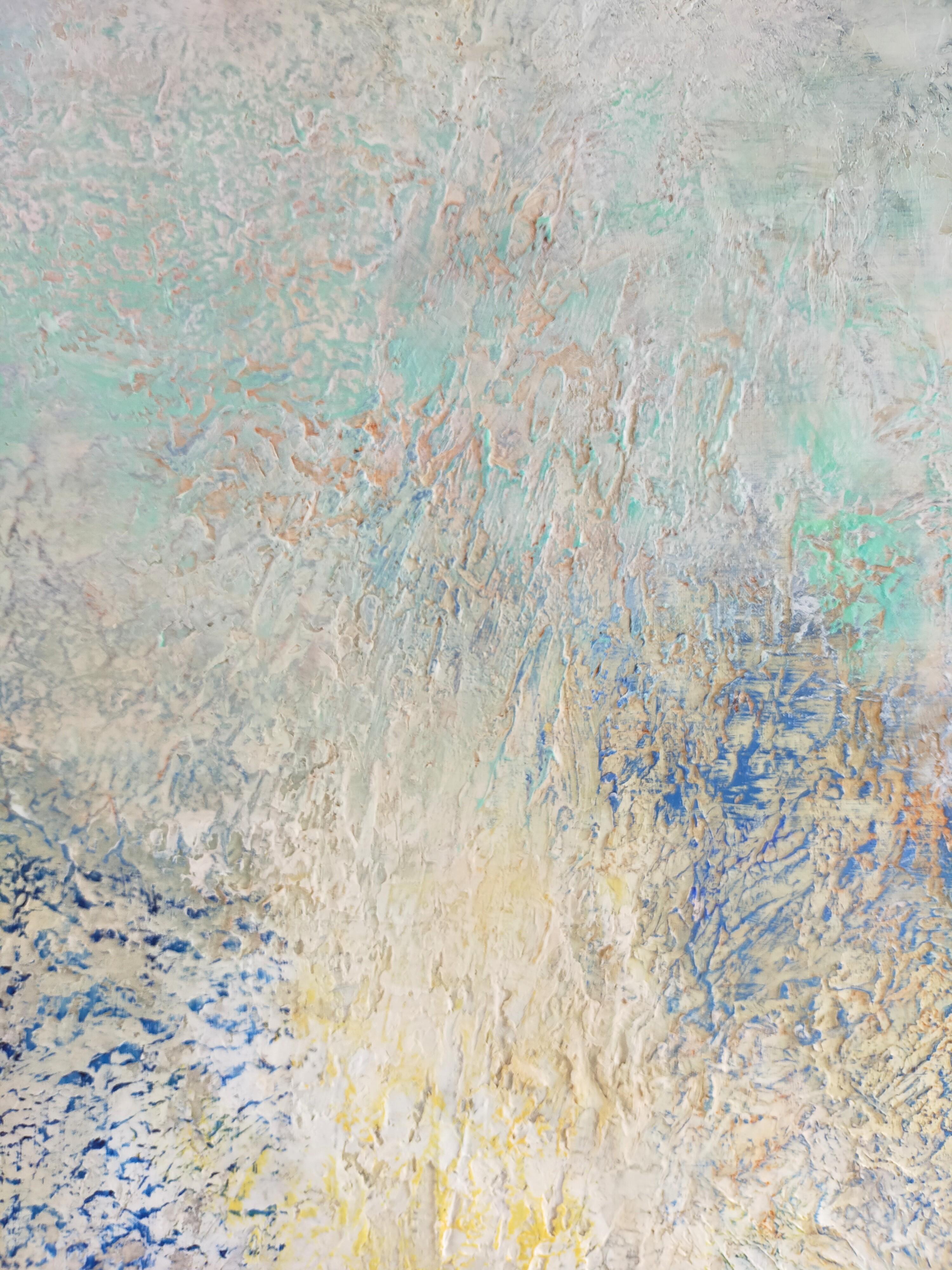 « Frost », oxydation acrylique abstraite sur toile de lin 100 x 100 cm 2021 en vente 3