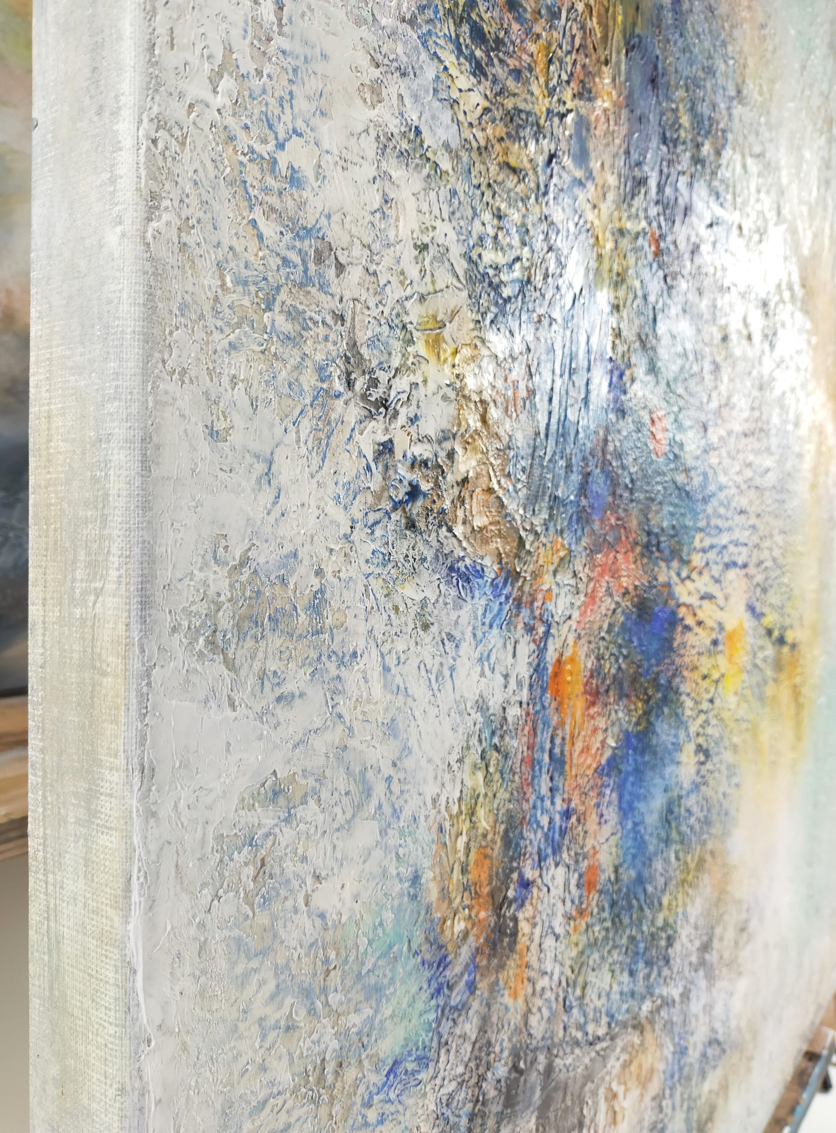 « Frost », oxydation acrylique abstraite sur toile de lin 100 x 100 cm 2021 en vente 5