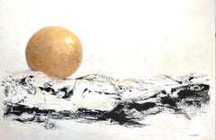 "Gratitudine" acrilico astratto, polvere di marbel,   collage, malta, 80x120cm