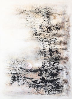 "Haiku" abstract acrylic marble powder on linen canvas 72x81cm 2018