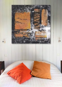 "Homage to African craftsmanship" abstract acrylic collage 120x120cm 2022